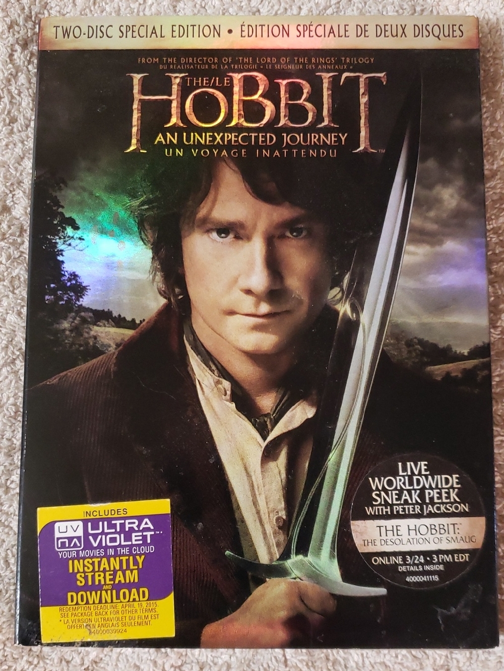 The Hobbit: An Unexpected Journey DVD - Bilbo Cover Art